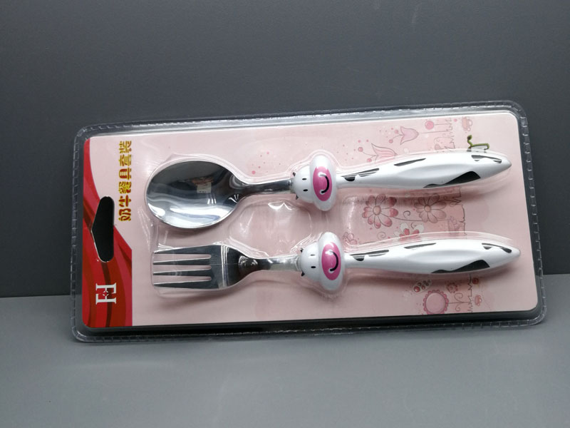 Hello kitty 奶牛兒童餐具套裝 可愛(ài)圖案勺子和叉子
